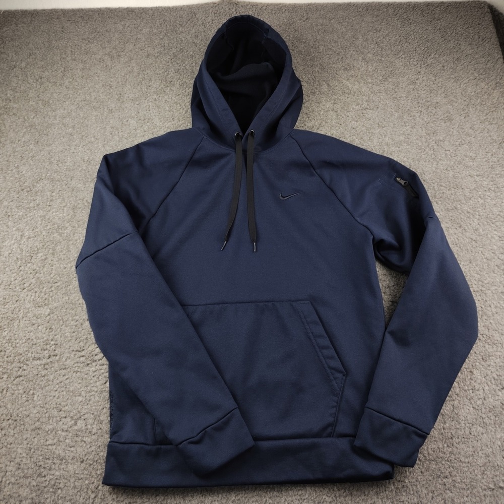 Nike Hoodie Mens Small Therma-FIT Pullover Navy Blue EUC